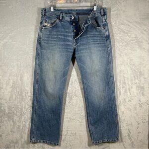DIESEL Denim Mens Digby Relaxed Straight Leg Jeans Button Fly Blue Size 33x29